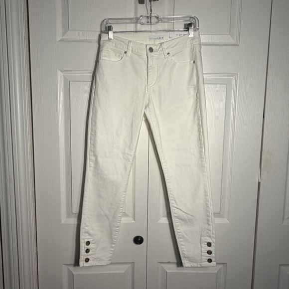 LOFT Denim - Loft Curvy Skinny Jeans Women 27/4 White Cropped Button Ankle Slim Pocket Cruise
